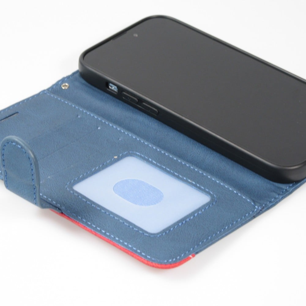 iPhone 14 Plus Case Hülle - Flip classical elegant fine lines - Blau