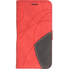 Coque iPhone 14 Plus - Flip classical elegant fine lines - Rouge