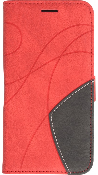 Coque iPhone 15 - Flip classical elegant fine lines - Rouge