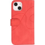 Coque iPhone 14 Plus - Flip classical elegant fine lines - Rouge