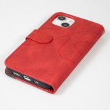 Coque iPhone 15 Plus - Flip classical elegant fine lines - Rouge