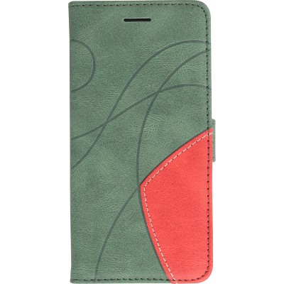 Coque iPhone 14 Plus - Flip classical elegant fine lines - Vert