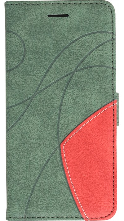 Coque iPhone 15 - Flip classical elegant fine lines - Vert