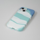 Coque iPhone 13 - Gel Soft touch lisse Stripes bleu/turquoise