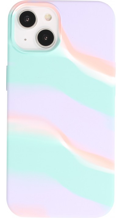 Coque iPhone 14 - Gel Soft touch lisse Stripes bleu/violet