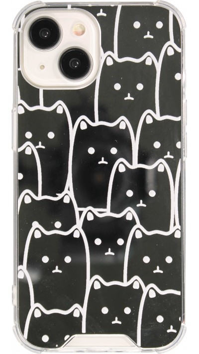 Coque iPhone 14 - Gel bumper chat miroir - Transparent