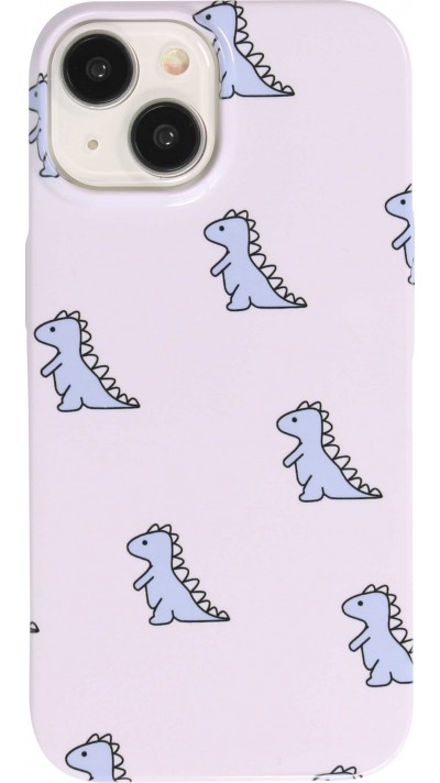 Coque iPhone 15 - Plastique glossy petit dinosaure - Violet clair