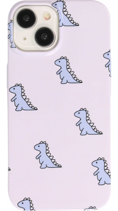 iPhone 14 Case Hülle - Kunststoff glossy - Kleiner Dinosaurier - Hellviolett