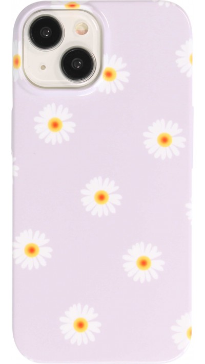 Coque iPhone 14 - Plastique glossy petites fleurs - Violet clair
