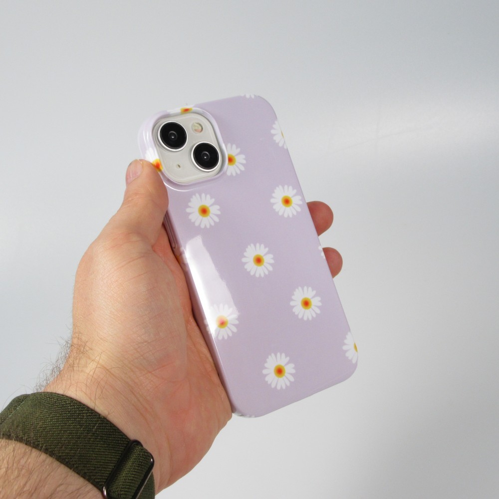 iPhone 15 Case Hülle - Kunststoff glossy Kleine Blümchen - Hellviolett