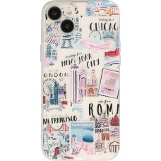 Coque iPhone 15 Plus - Gel silicone Cities of the world - Transparent