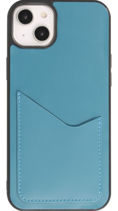 Coque iPhone 14 - Gel silicone brillant Haze porte-carte - Bleu