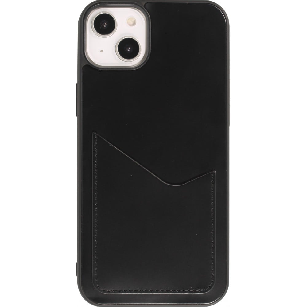 Coque iPhone 14 Plus - Gel silicone brillant Haze porte-carte - Noir