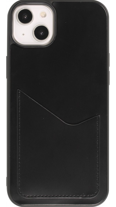 iPhone 14 Plus Case Hülle - Silikon Gummi Cover Haze Kartenhalter - Schwarz