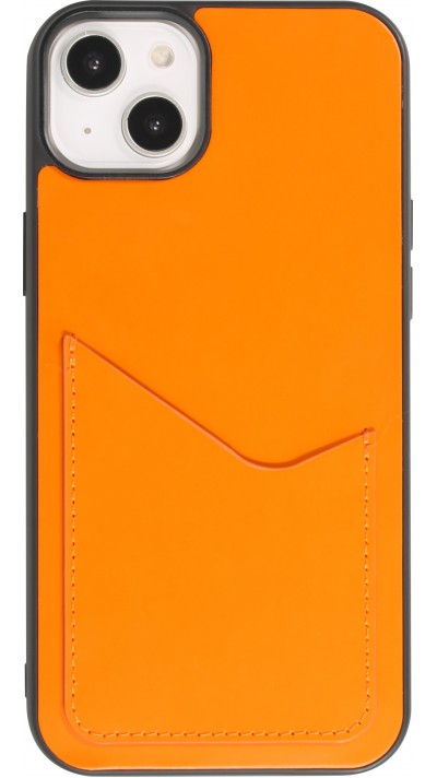 Coque iPhone 14 Plus - Gel silicone brillant Haze porte-carte - Orange