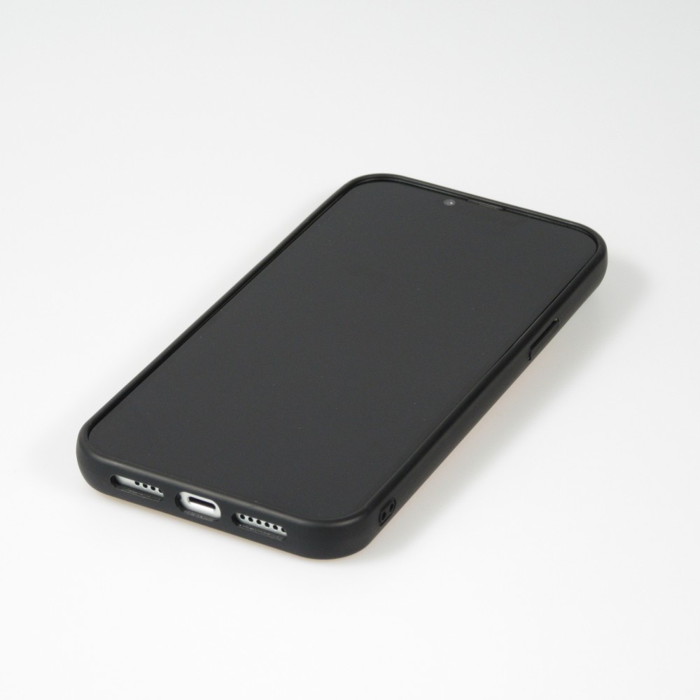 Coque iPhone 14 - Gel silicone brillant Haze porte-carte - Orange