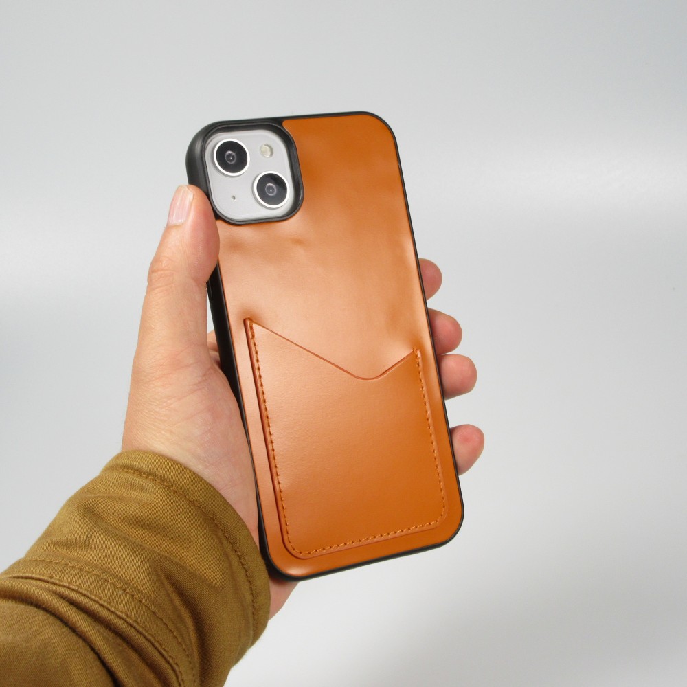 iPhone 14 Case Hülle - Silikon Gummi Cover Haze Kartenhalter - Orange
