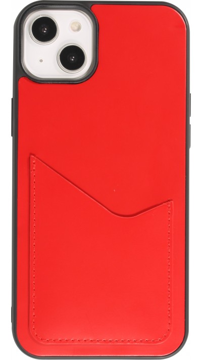iPhone 14 Plus Case Hülle - Silikon Gummi Cover Haze Kartenhalter - Rot