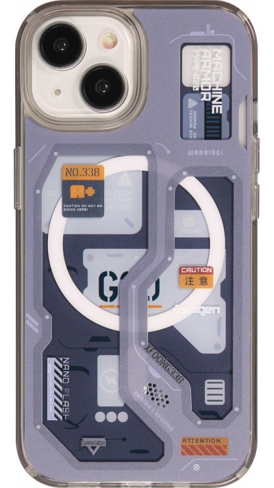 iPhone 14 Case Hülle - Gummi Silikon Machine Armor Type-G20 MagSafe - Dunkelblau