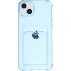 iPhone 13 Case Hülle - Gummi Silikon bumper super flexibel mit Kartenhalter transparent - Blau