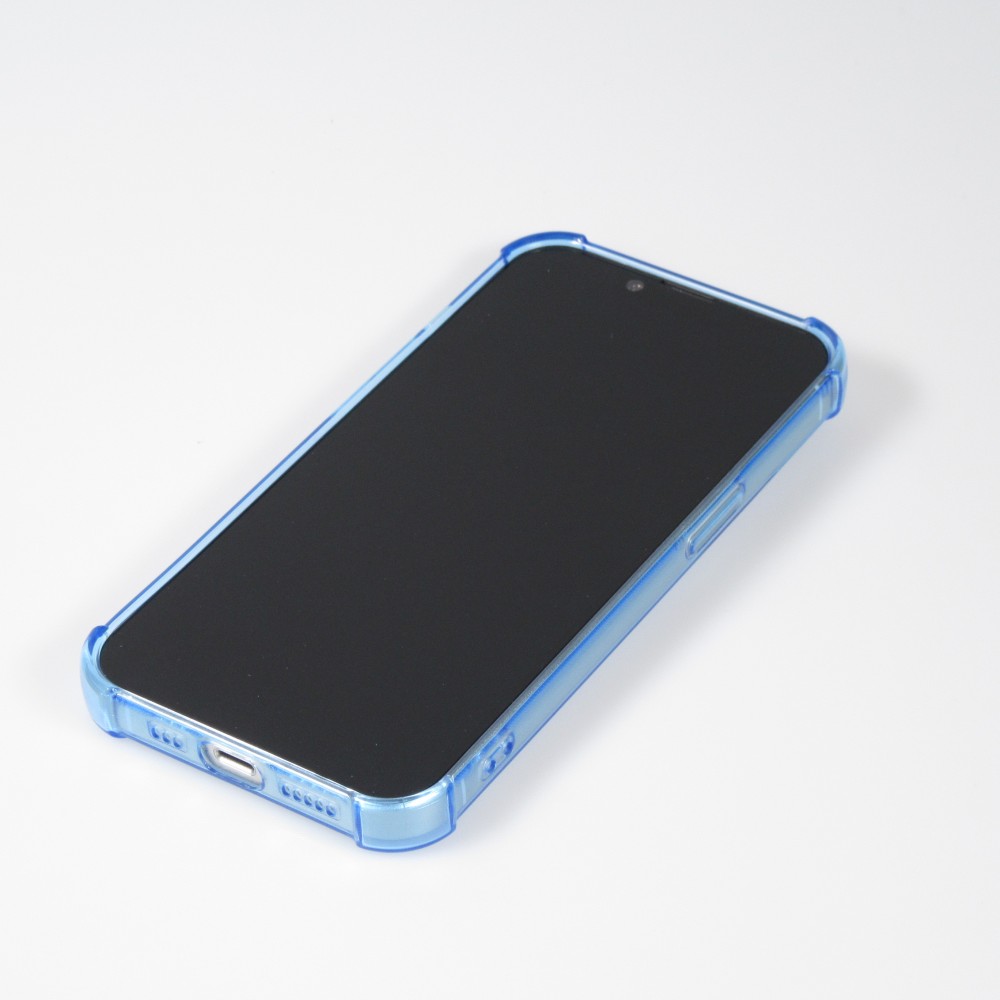 iPhone 13 Case Hülle - Gummi Silikon bumper super flexibel mit Kartenhalter transparent - Blau