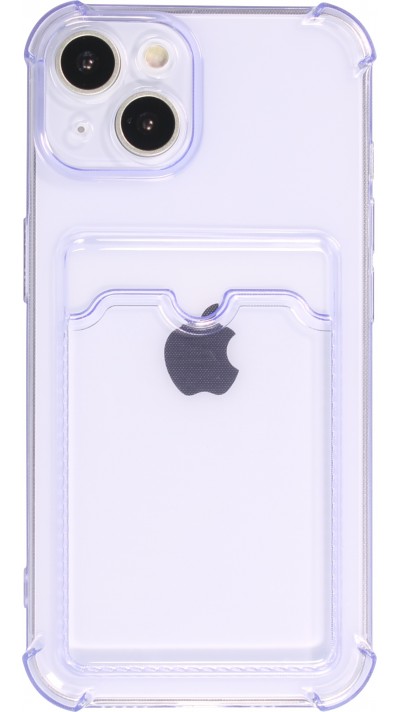 Coque iPhone 13 - Gel silicone bumper super flexible avec porte-carte transparent - Violet