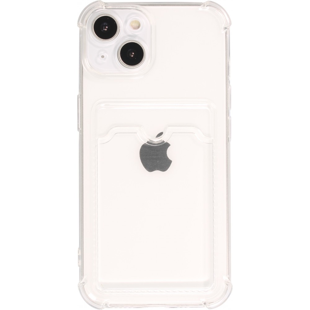 iPhone 14 Case Hülle - Gummi Silikon bumper super flexibel mit Kartenhalter transparent