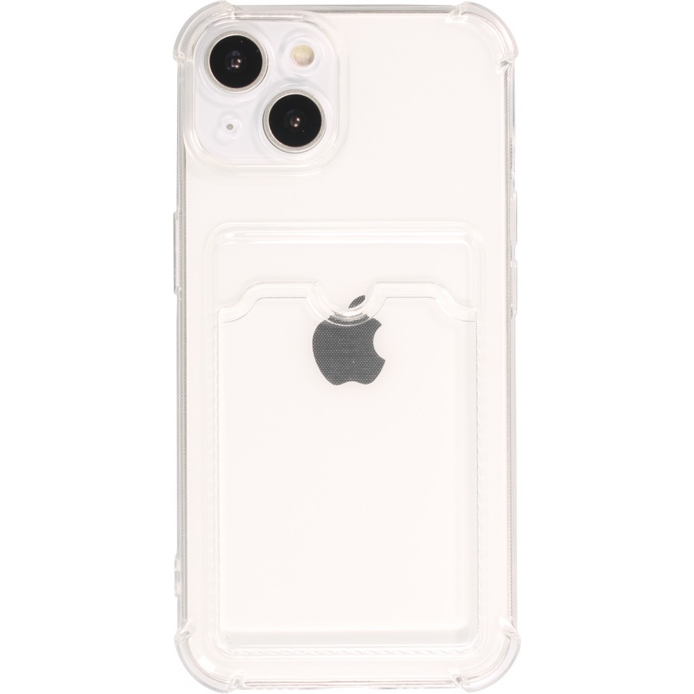 iPhone 14 Plus Case Hülle - Gummi Silikon bumper super flexibel mit Kartenhalter transparent