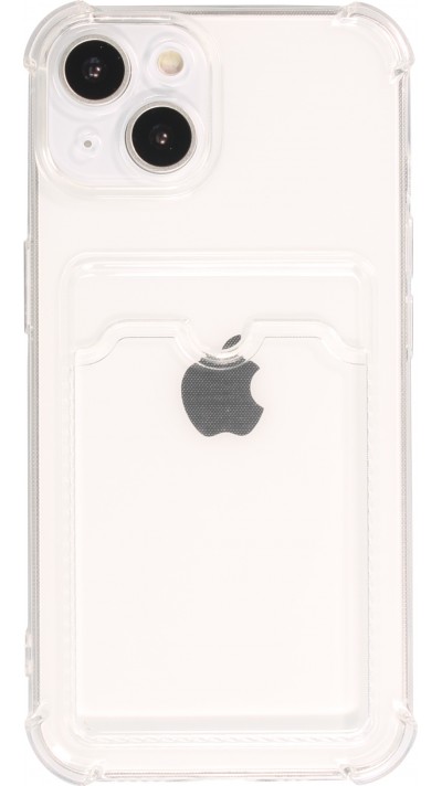 iPhone 14 Plus Case Hülle - Gummi Silikon bumper super flexibel mit Kartenhalter transparent