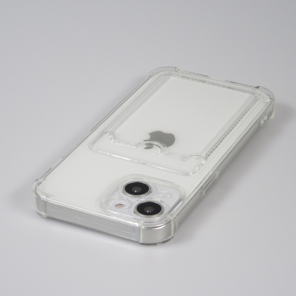 iPhone 14 Plus Case Hülle - Gummi Silikon bumper super flexibel mit Kartenhalter transparent