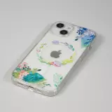 Coque iPhone 15 Plus - Gel silicone rigide avec MagSafe fleurs de printemps - Transparent