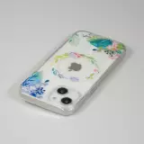 Coque iPhone 15 Plus - Gel silicone rigide avec MagSafe fleurs de printemps - Transparent