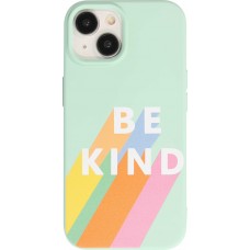 Coque iPhone 15 - Gel silicone souple - Be Kind - Vert menthe