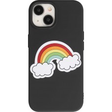 iPhone 15 Case Hülle - Gel Silikon weich - Rainbow in the clouds - Schwarz