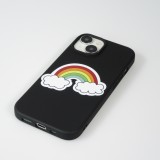 iPhone 15 Case Hülle - Gel Silikon weich - Rainbow in the clouds - Schwarz