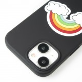 iPhone 15 Case Hülle - Gel Silikon weich - Rainbow in the clouds - Schwarz