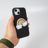 iPhone 15 Case Hülle - Gel Silikon weich - Rainbow in the clouds - Schwarz