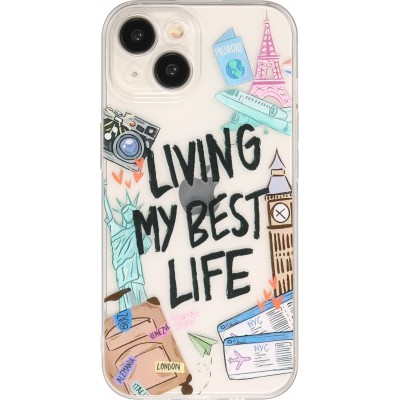 Coque iPhone 15 Plus - Gel silicone transparent Living my best Life
