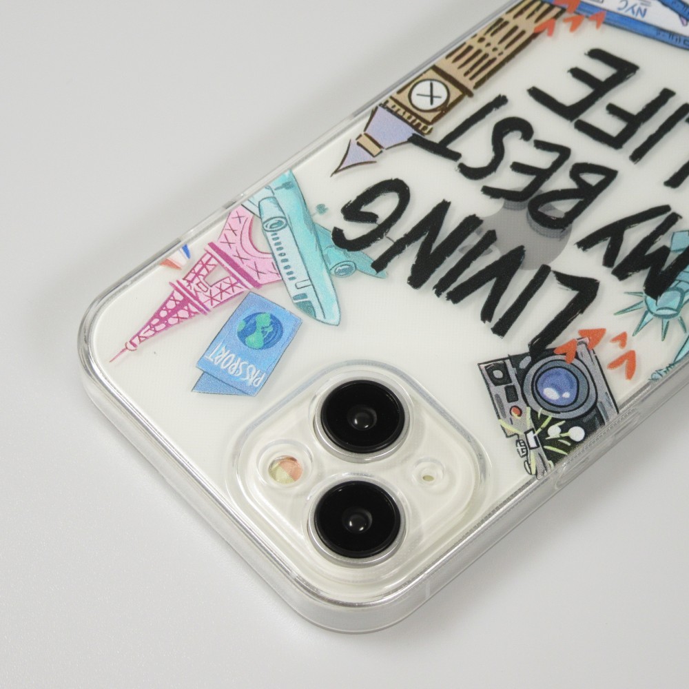 iPhone 15 Case Hülle - Transparentes Silikon Cover Living my best Life