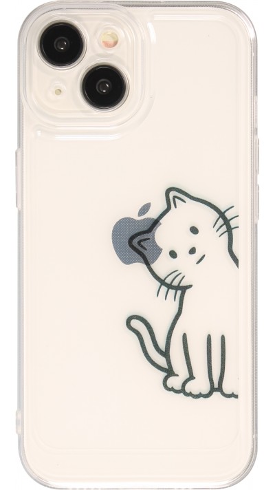 Coque iPhone 15 - Gel silicone transparent petit chat trop mignon