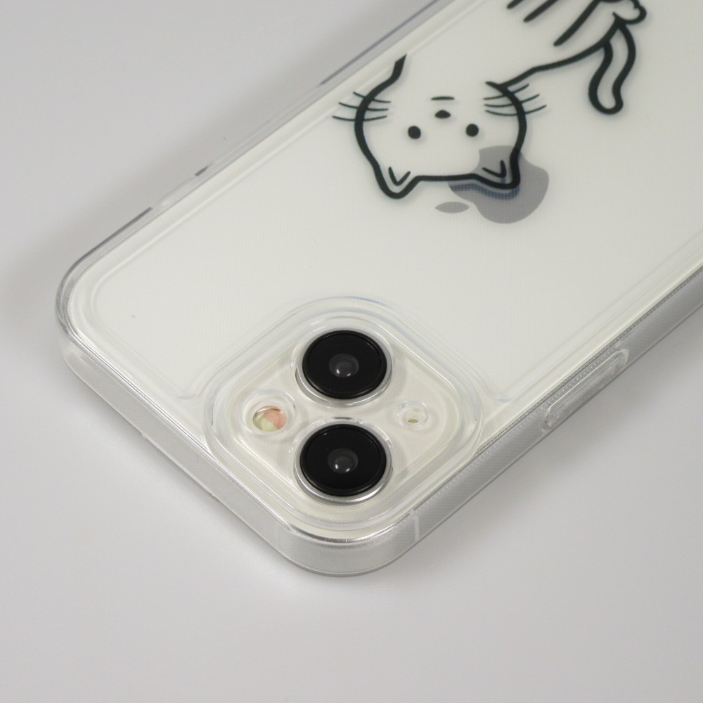 Coque iPhone 15 - Gel silicone transparent petit chat trop mignon
