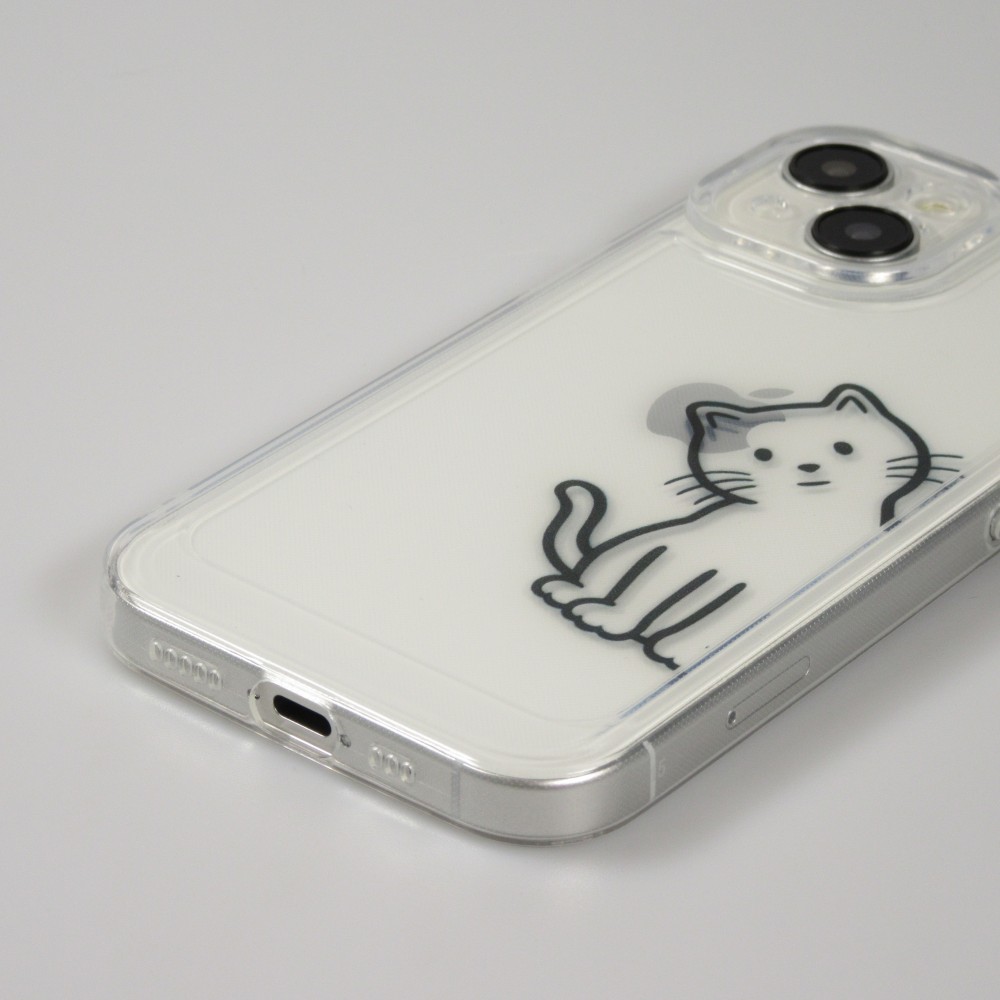 iPhone 14 Case Hülle - Silikon Cover transparent süsse kleine Katze