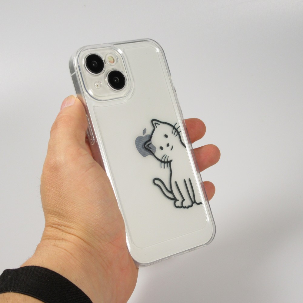 iPhone 14 Case Hülle - Silikon Cover transparent süsse kleine Katze