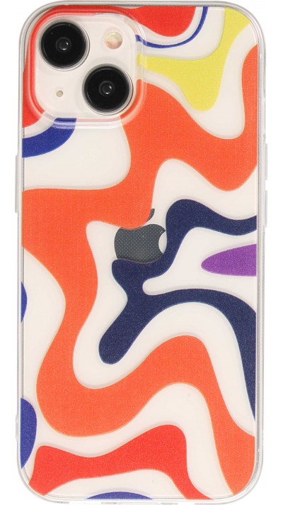 iPhone 14 Case Hülle - Gummi Silikon farbige Wellen - Margarita