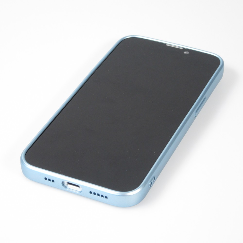 iPhone 15 Case Hülle - Gummi weich mit Kameraschutzglas MagSafe - Blau