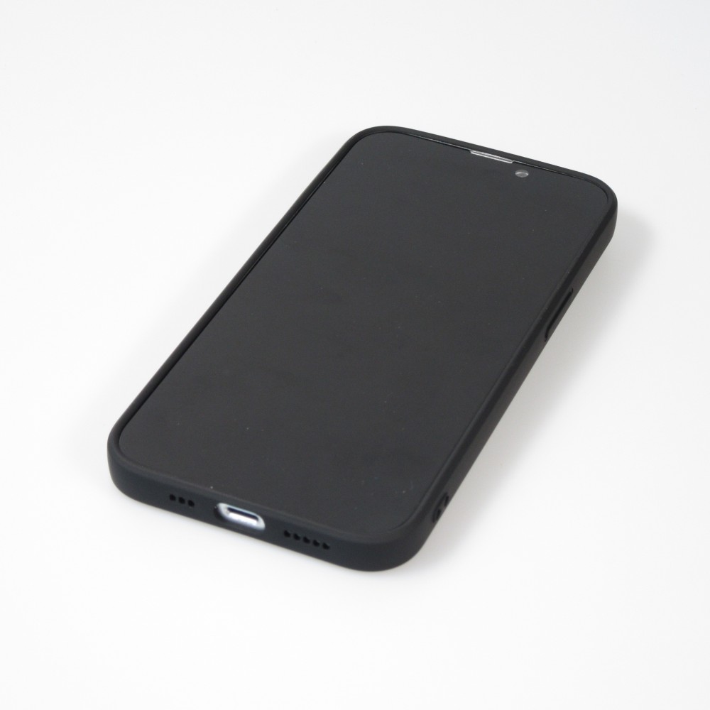 iPhone 15 Case Hülle - Gummi weich mit Kameraschutzglas MagSafe - Schwarz