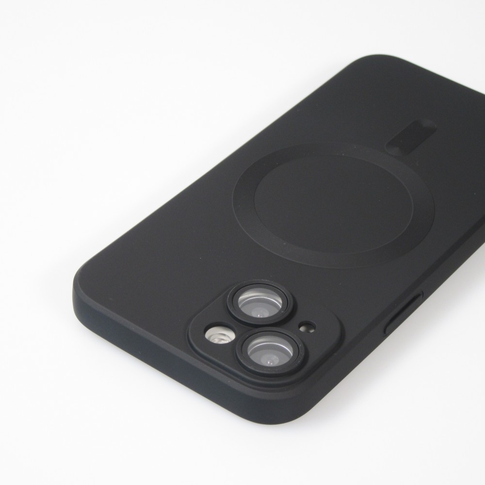 Coque iPhone 15 - Gel souple avec vitre de protection caméra MagSafe - Noir