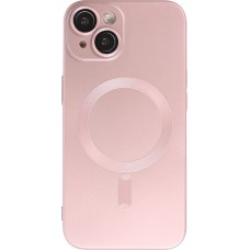 iPhone 15 Case Hülle - Gummi weich mit Kameraschutzglas MagSafe - Rosa