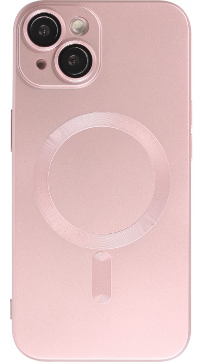 Coque iPhone 15 - Gel souple avec vitre de protection caméra MagSafe - Rose