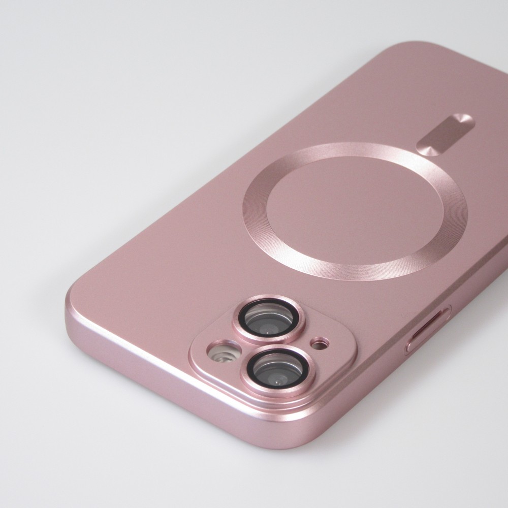 Coque iPhone 15 Plus - Gel souple avec vitre de protection caméra MagSafe - Rose